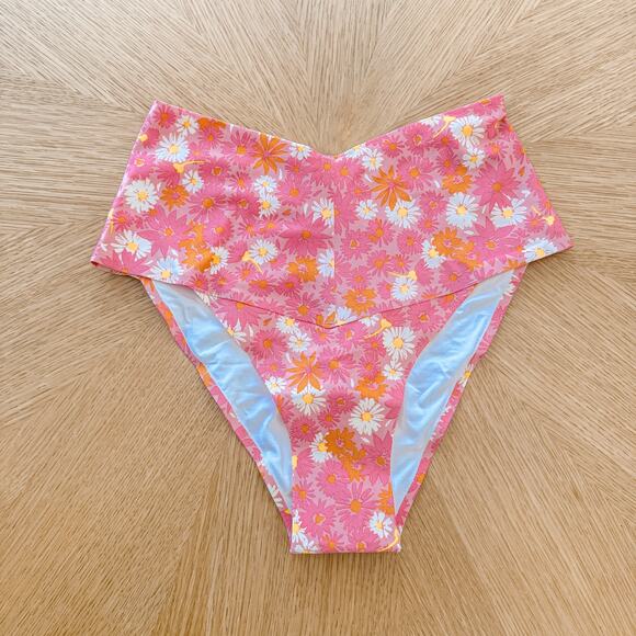 L Space Bikini Bottom Womens Small Pink Fused RY Floral Boho Swim Beach Summer - Picture 3 of 6